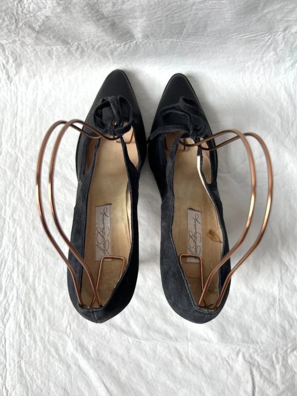 Diana Broussard high heels mary jane black suede leather pointed toe 9.5 pump - Picture 5 of 15